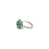 1.00 Carat Emerald and .64 Carat RBC VS2/G Diamond 18K White Gold Ring