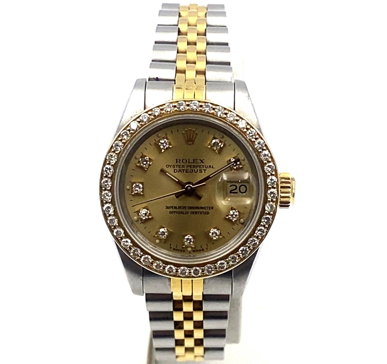 Pre-Owned Rolex DateJust 26mm Stainless Steel & 18K Yellow Gold Watch 69173 FACTORY Diamond Dial