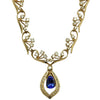 2.30 Carat Pear Shape Tanzanite and Diamond Necklace 14K Yellow Gold 16 Inches