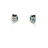 8.42ctw Modern Emerald Cut Blue Topaz Stud Earrings 14K White Gold 4-Prong
