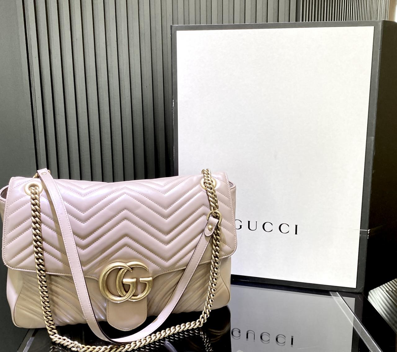Gucci Dusty Pink GG Marmont Matelassé Shoulder Bag