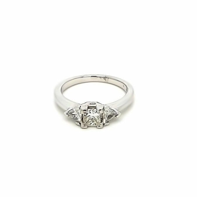 0.40ctw Princess and Trillion Cut Diamond Engagement Ring 14K White Gold