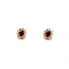 1.24ctw Ruby and 0.68ctw Diamond Halo Stud Earrings 14K Yellow Gold