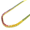 28.00ctw Multi Color Round Sapphire Necklace 14K Yellow Gold 20&quot;