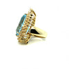 20.44ctw Pear Aquamarine and 3.58ctw Round Diamond 14K Yellow Gold Ring/Pendant