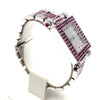 Pre-Owned One of a Kind Custom 18K White Gold Diamond and Ruby Fancy Cocktail Watch