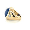 Star Sapphire Cabochon and Diamond 14K Yellow Gold Platinum Ring