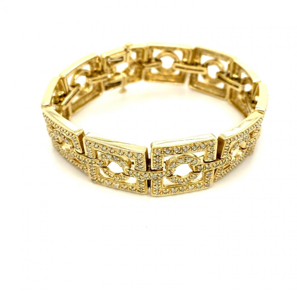 6.00ctw Square Mariner Link Style Diamond Bracelet 14K Yellow Gold 7"