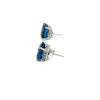 8.42ctw Modern Emerald Cut Blue Topaz Stud Earrings 14K White Gold 4-Prong