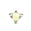 1.00ctw Oval Opal and .09ctw Round Diamond Ring 14K White Gold
