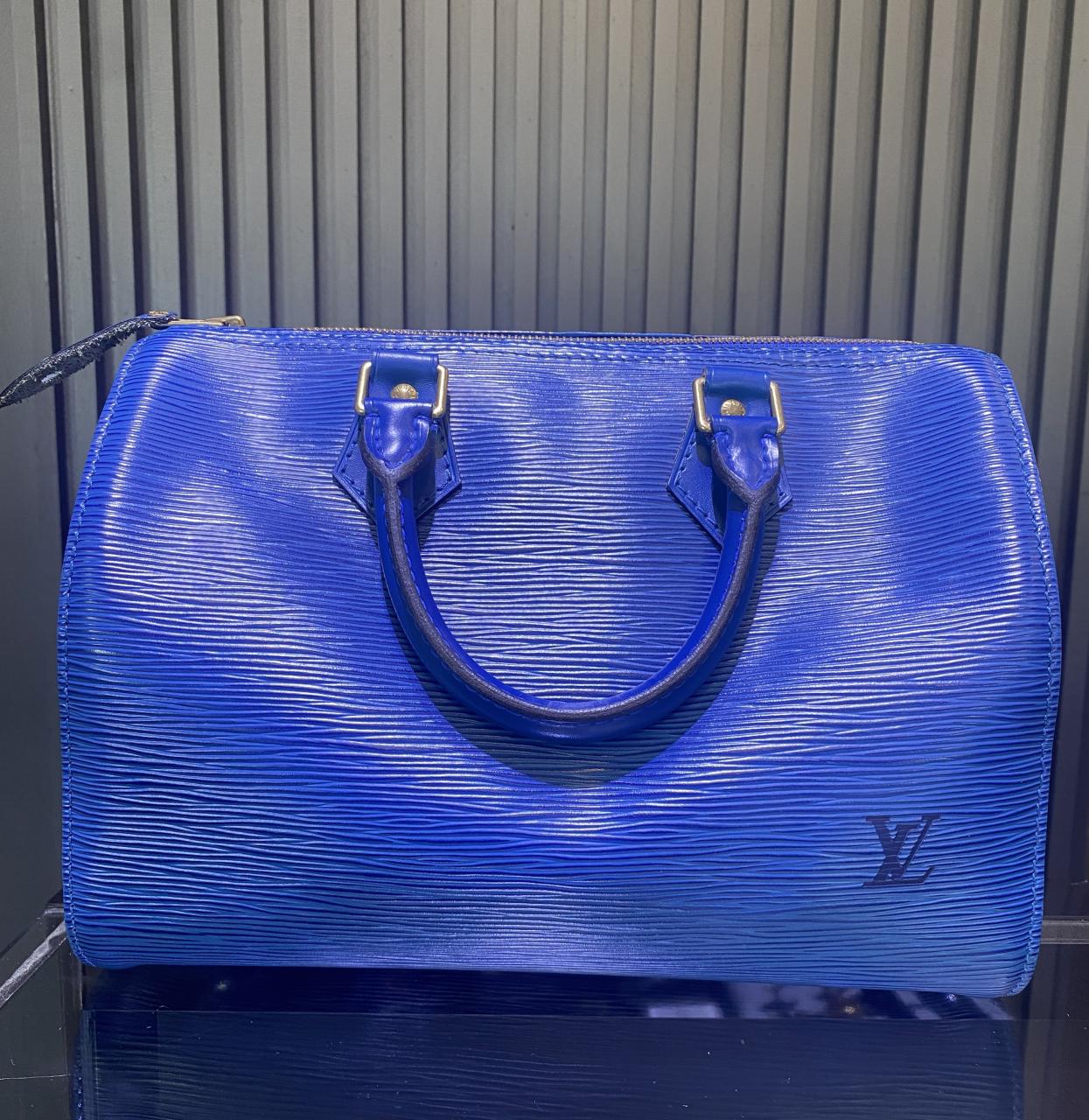 Pre-Owned Louis Vuitton Blue Epi Leather Speedy Handbag w/ Entrupy COA
