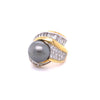 12.90mm Round Cultured Tahitian Pearl and Diamond Ring 18K Yellow Gold and Platinum