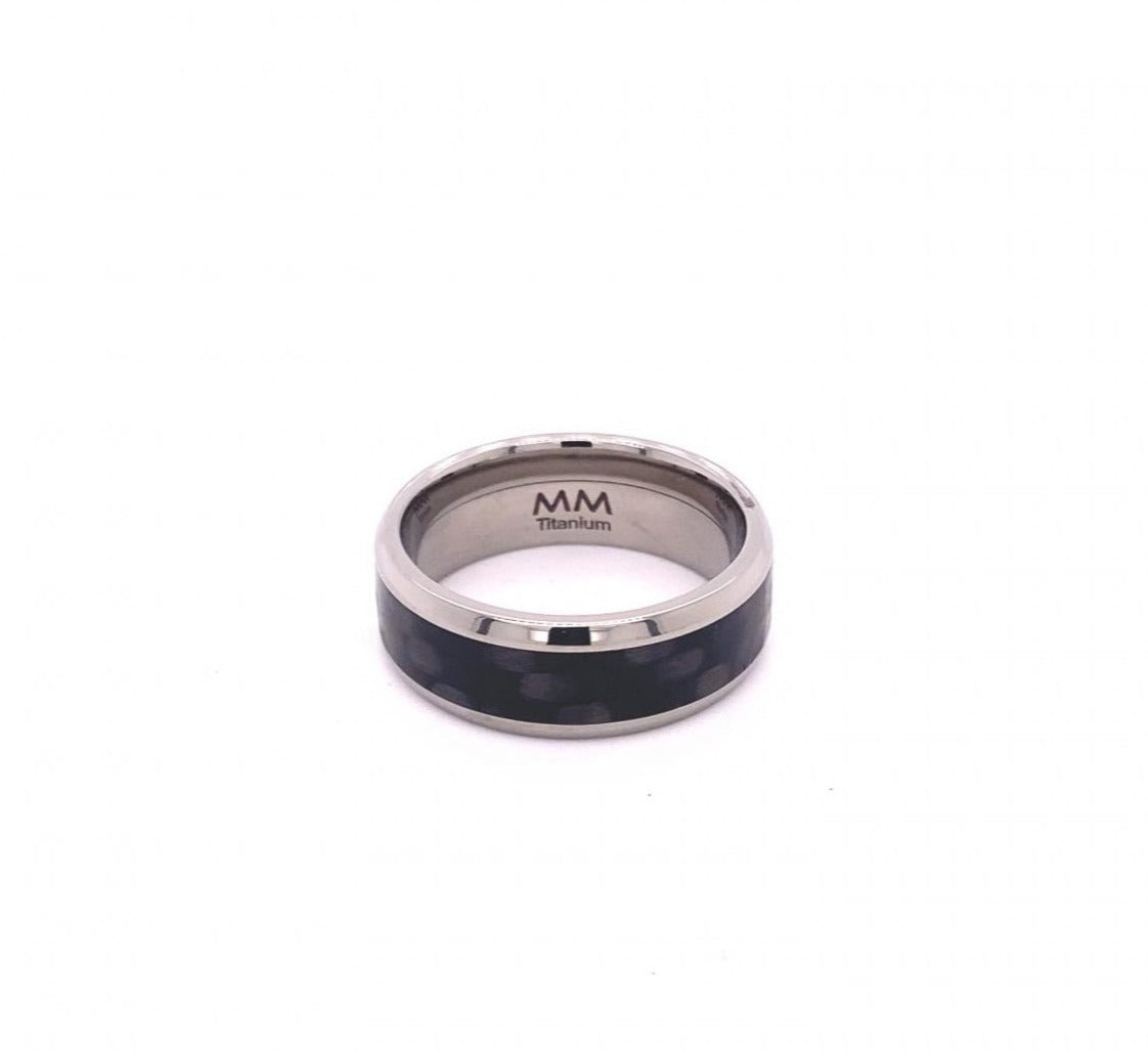 Men's Titanium Black Carbon Fiber Engagement Band Size 10.25