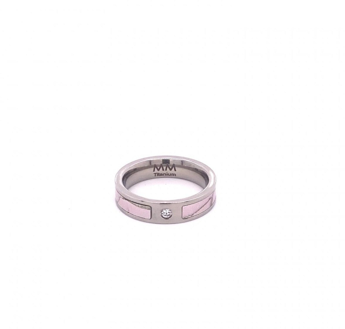 Men's Titanium Pink Camo Inlay Diamond Engagement Band Size 7